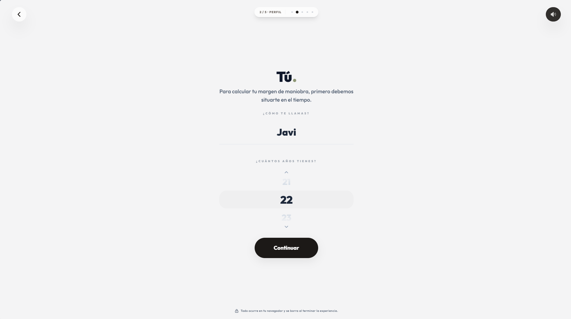 Perfil del usuario — Nombre y edad
