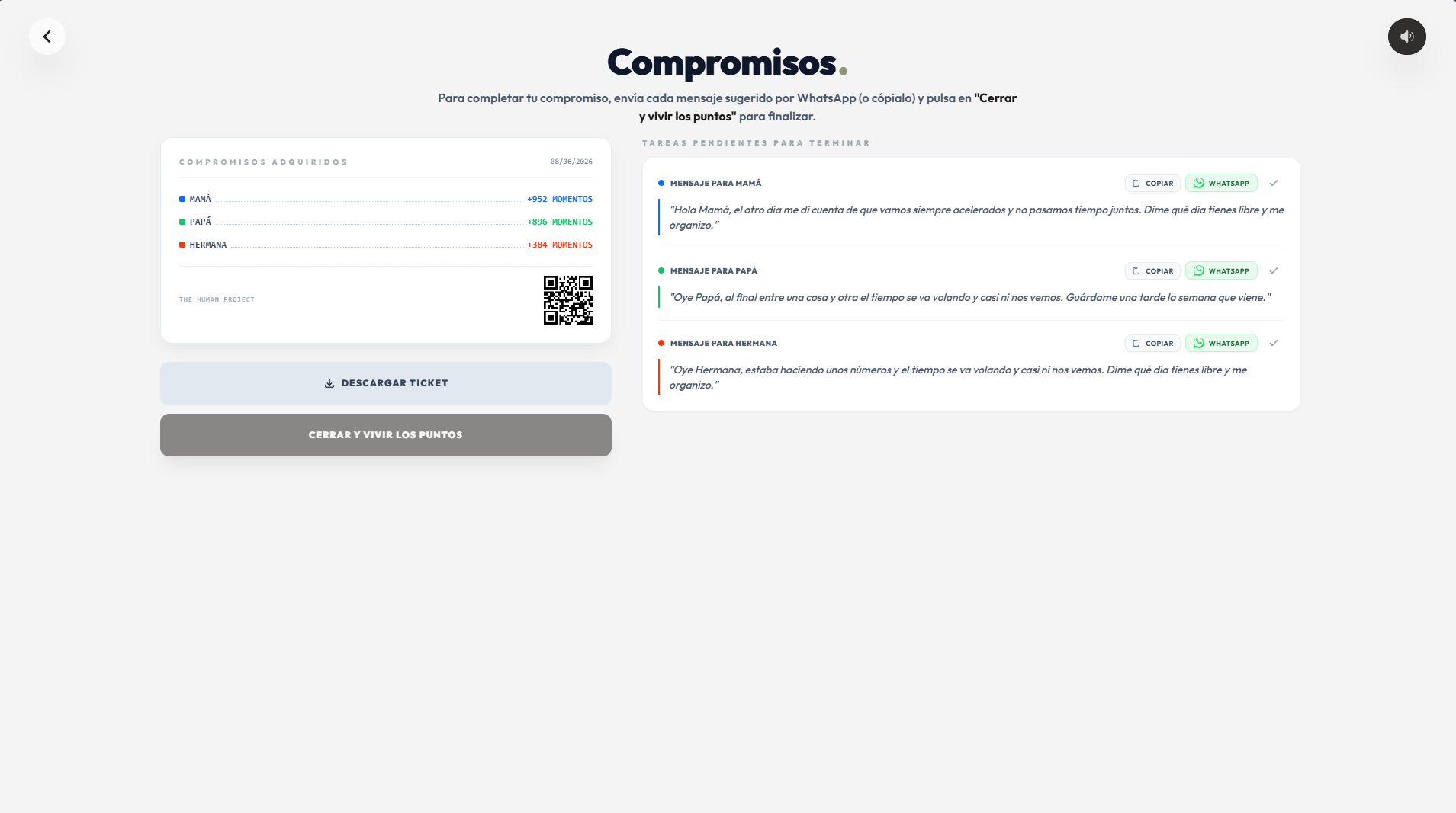 Compromisos — Mensajes de WhatsApp